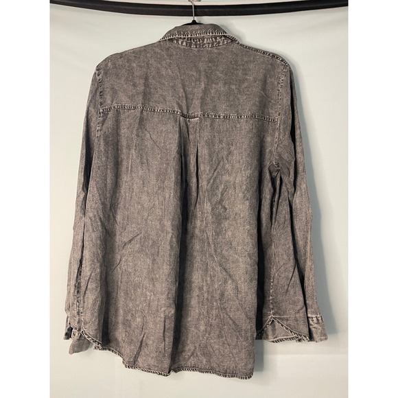 JANE + DELANCEY Women's Washed Grey Lyocell Long Sleeve Button Down Shirt Size L - Picture 7 of 9